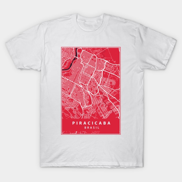 Piracicaba - Brazil - Street Map T-Shirt by guayguay